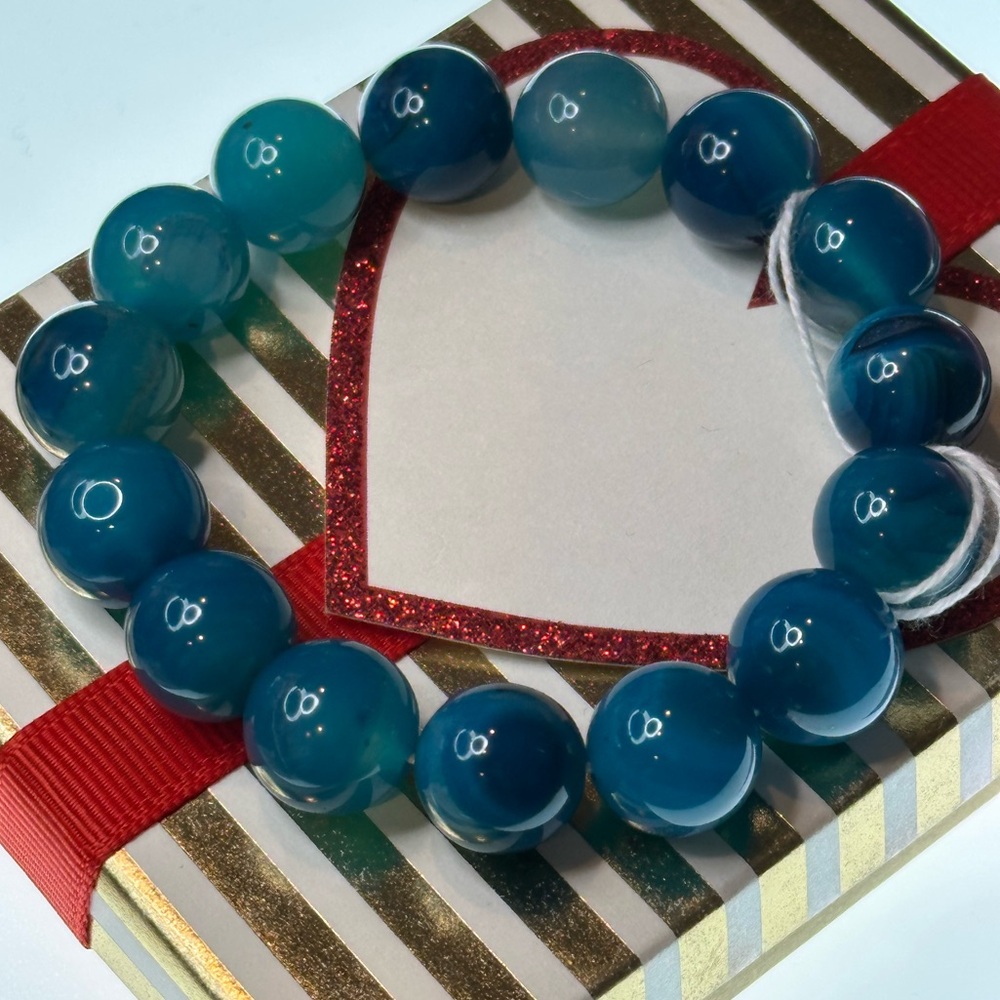 Dyed Blue Banded Agate 14mm Size 6.5